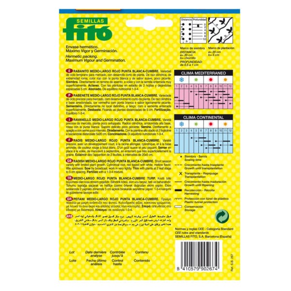 Semillas de Rabanito Medio Largo Rojo PB Cumbre en sobre - Imagen 2